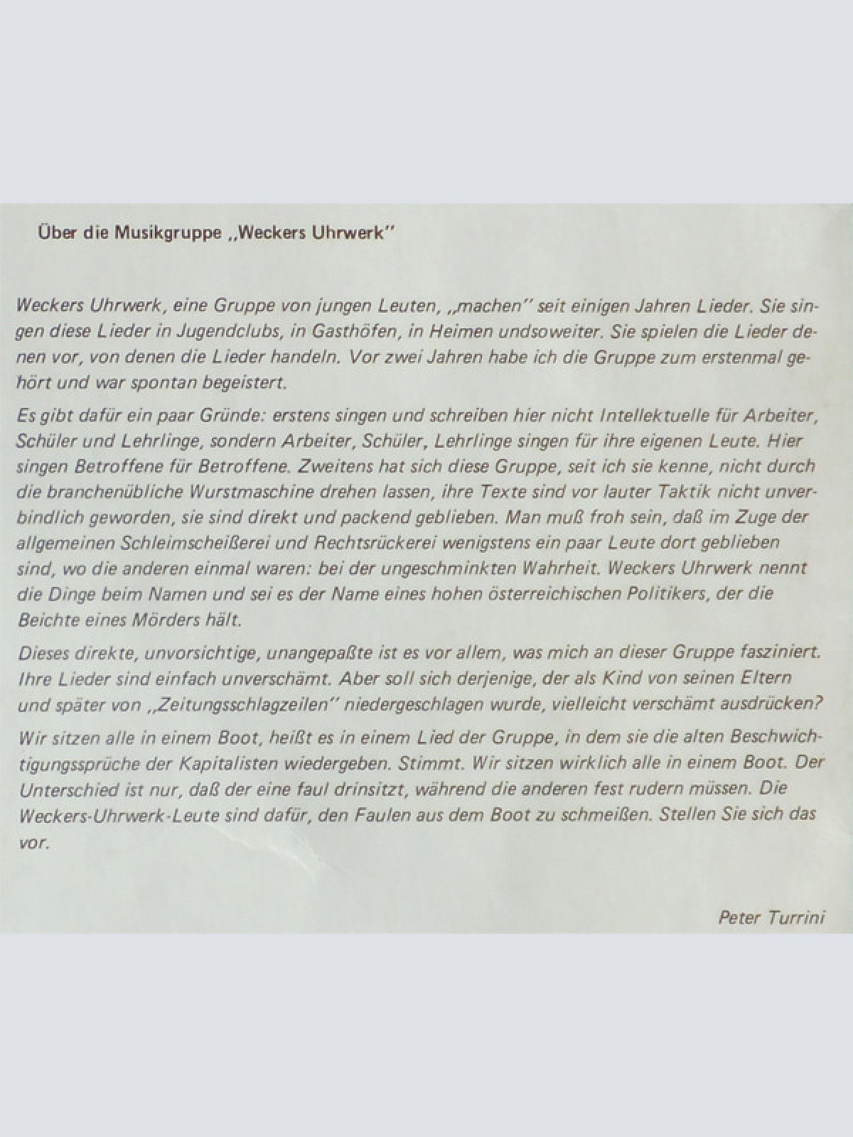 Vinyl / Weckers Uhrwerk - Krawattnleichn