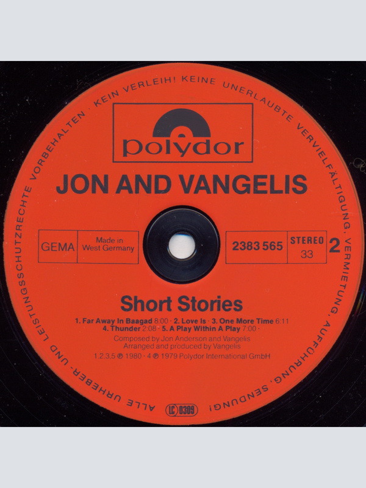Vinyl / Jon And Vangelis* - Short Stories