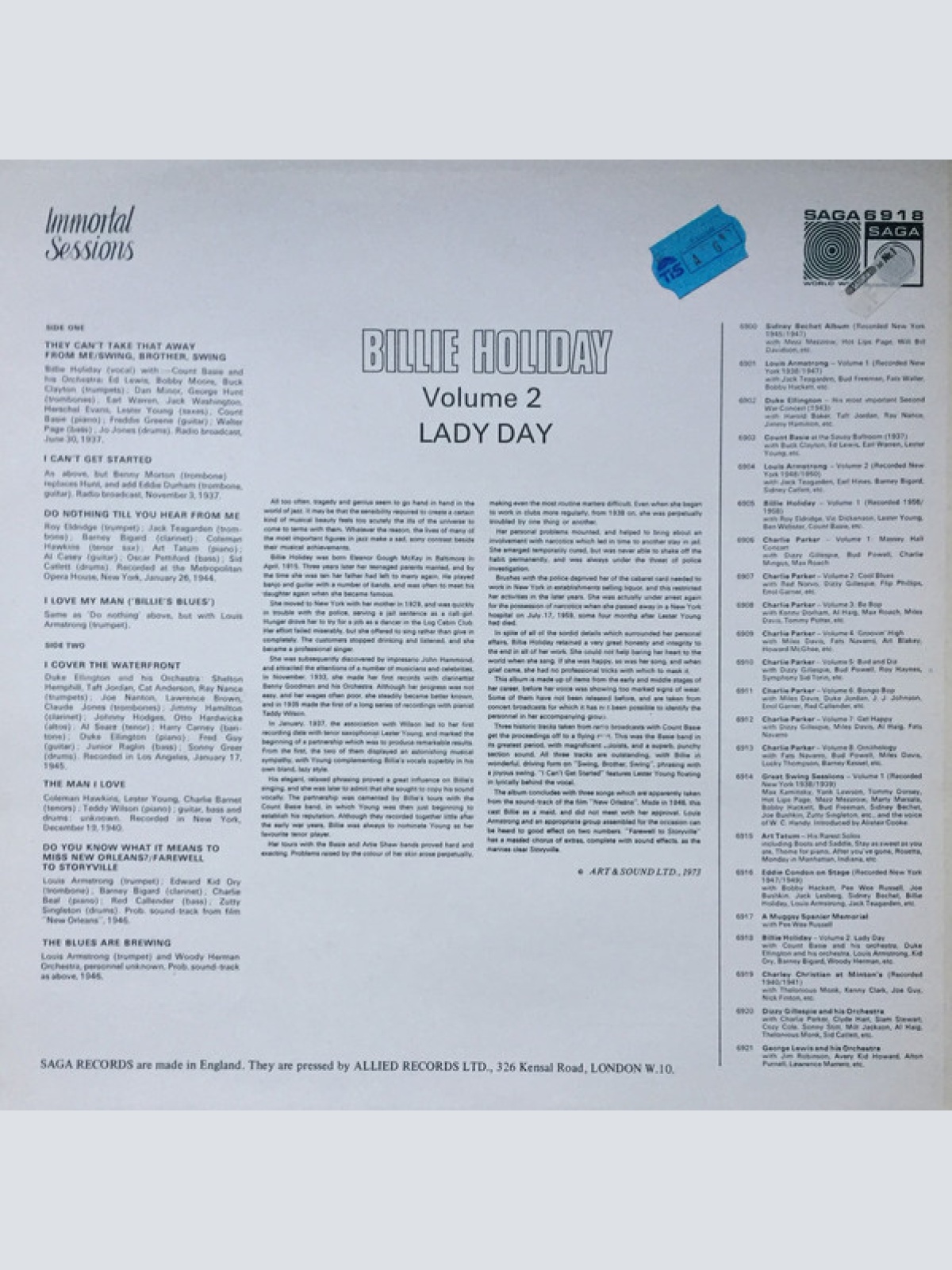 Vinyl / Billie Holiday - Volume 2 Lady Day