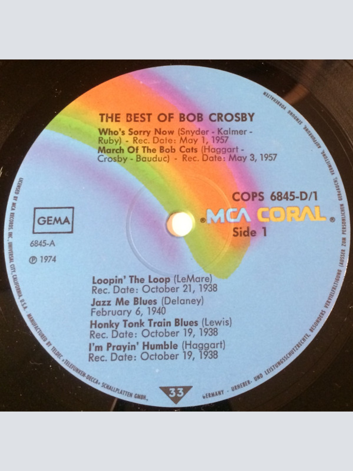 Vinyl / Bob Crosby Featuring  The Bob Cats* - The Best Of Bob Crosby Featuring The Bob Cats