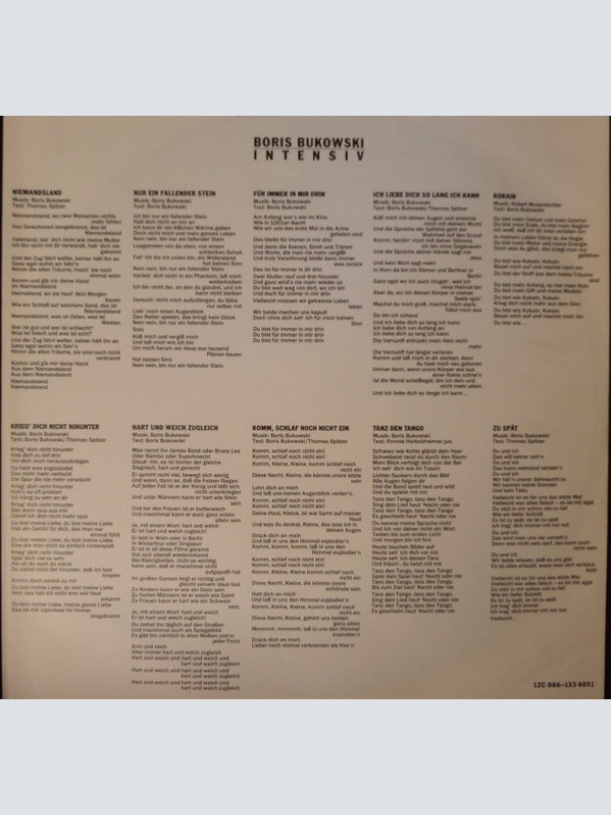 Vinyl / Boris Bukowski - Intensiv