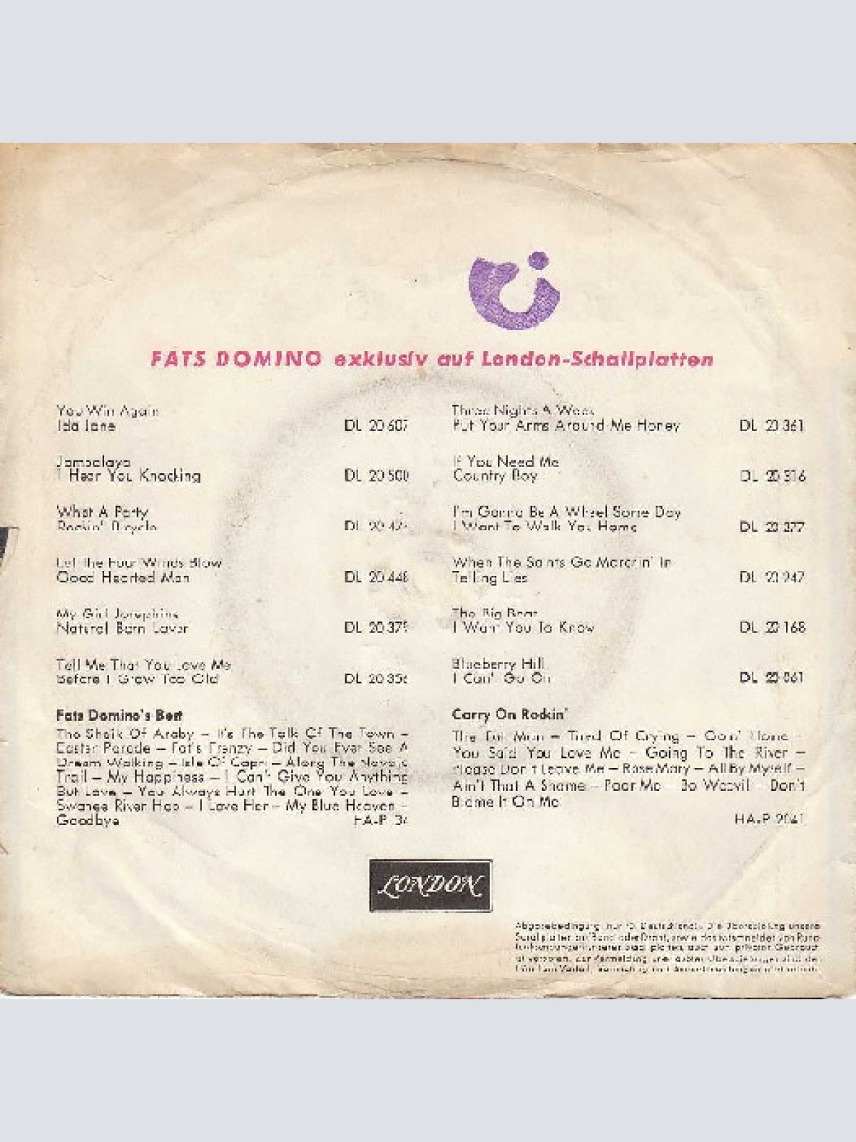 Vinyl / Fats Domino - One Night