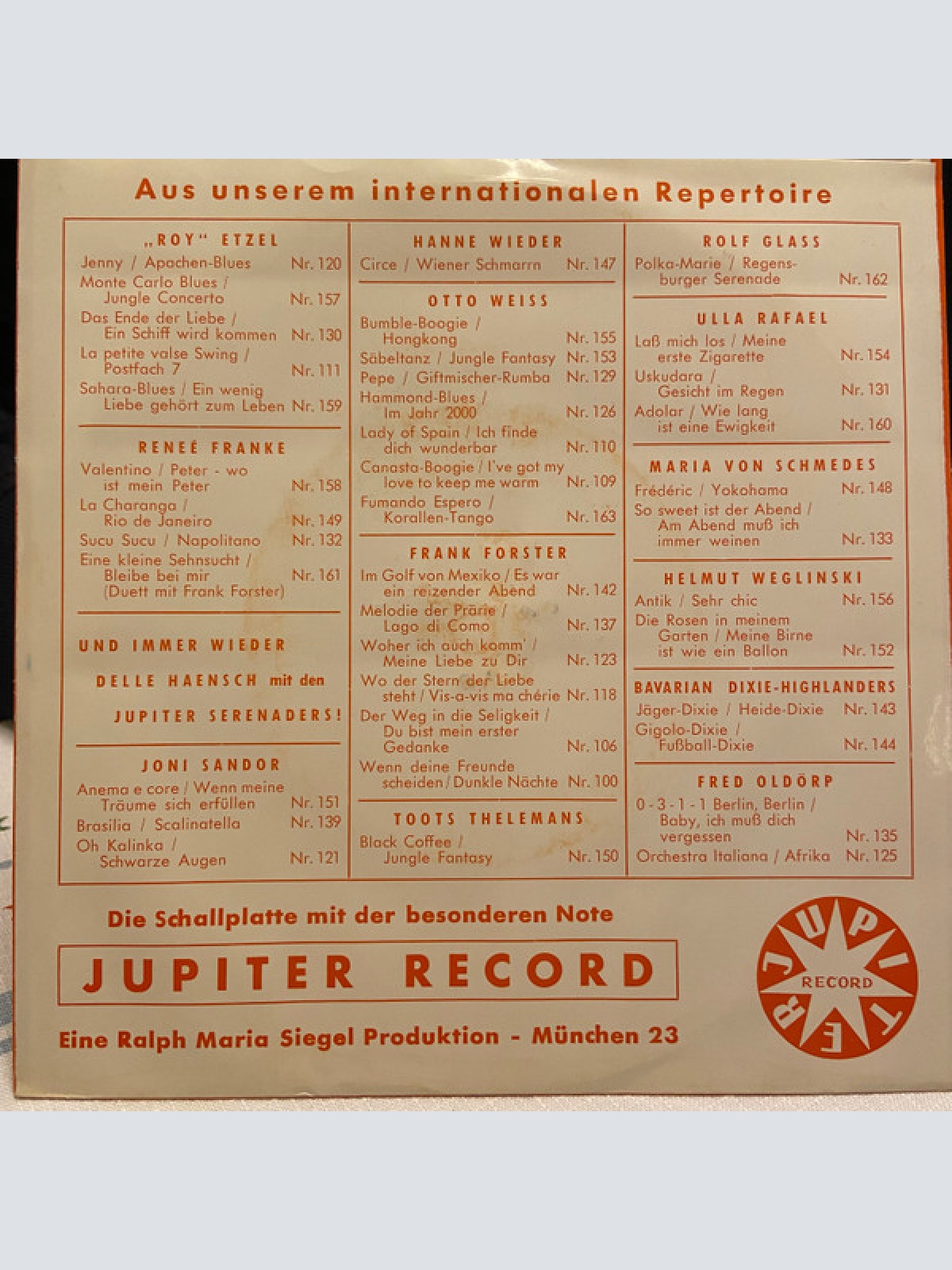 Vinyl / Otto Weiss U. D. Delle Haensch Rhythmiker - Fumando Espero / Korallen-Tango