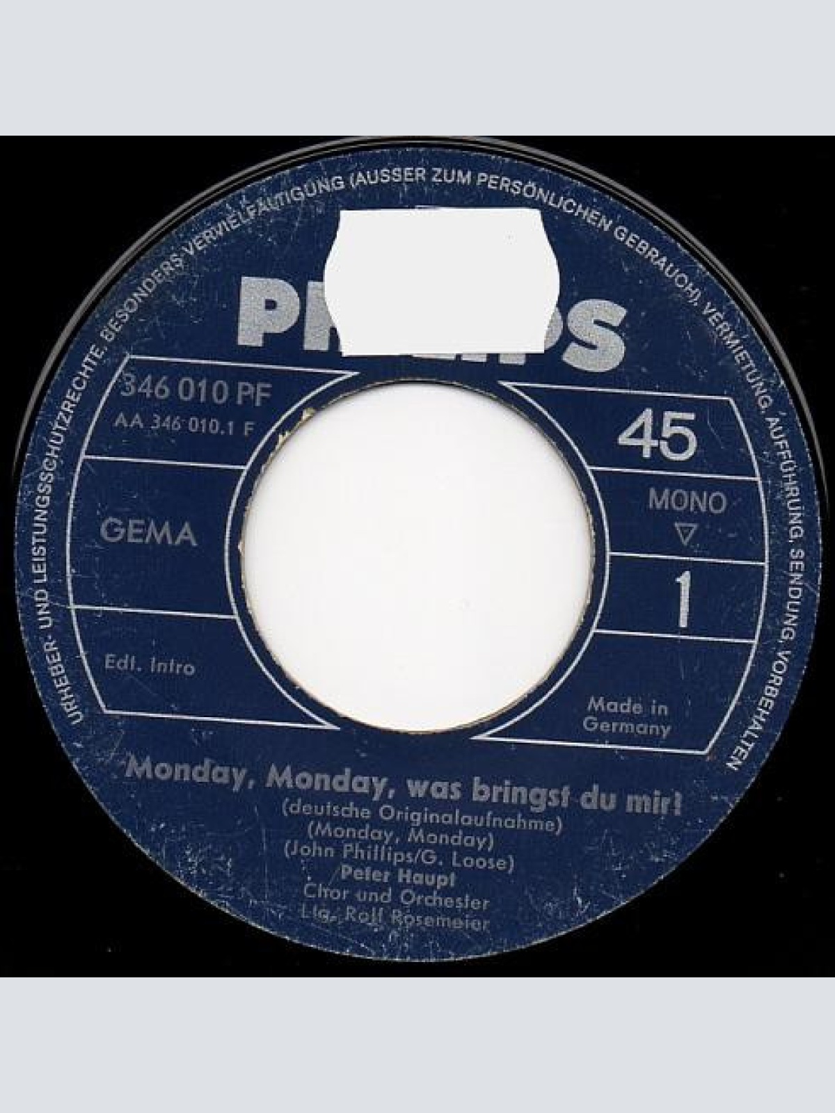 Vinyl / Peter Haupt - Monday, Monday, Was Bringst Du Mir?