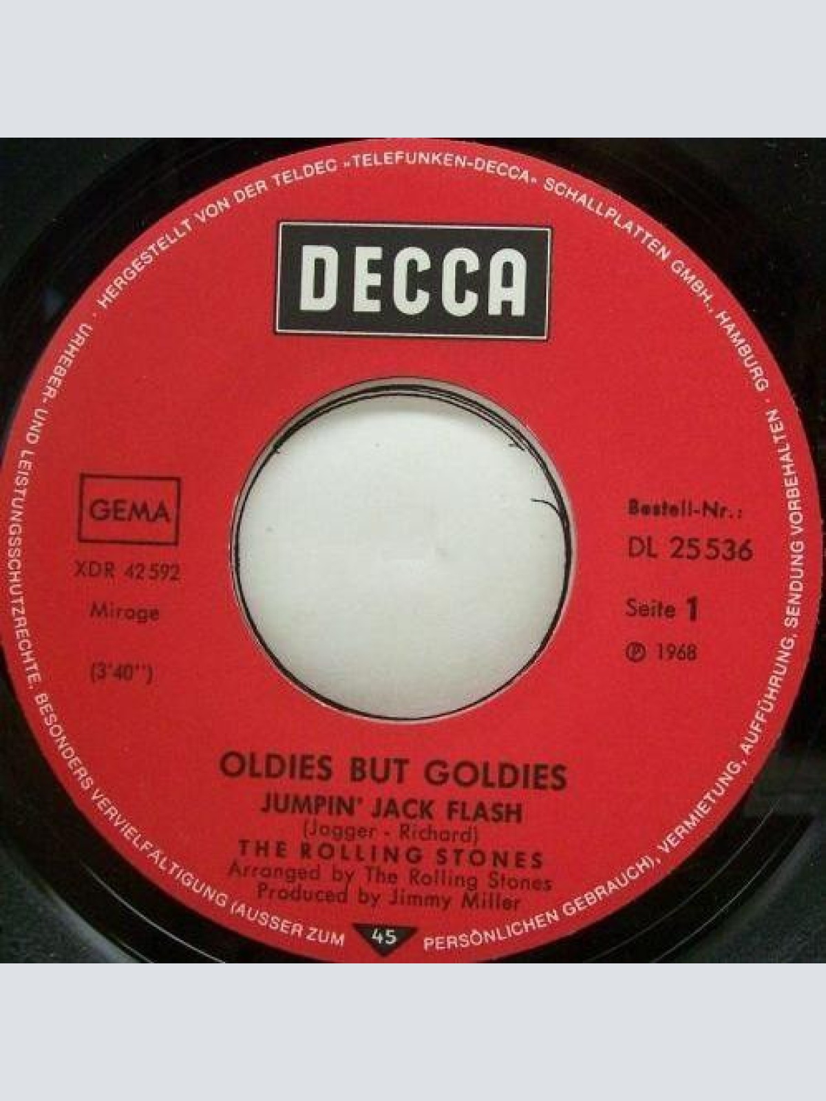 Vinyl / The Rolling Stones - Jumpin' Jack Flash / Child Of The Moon