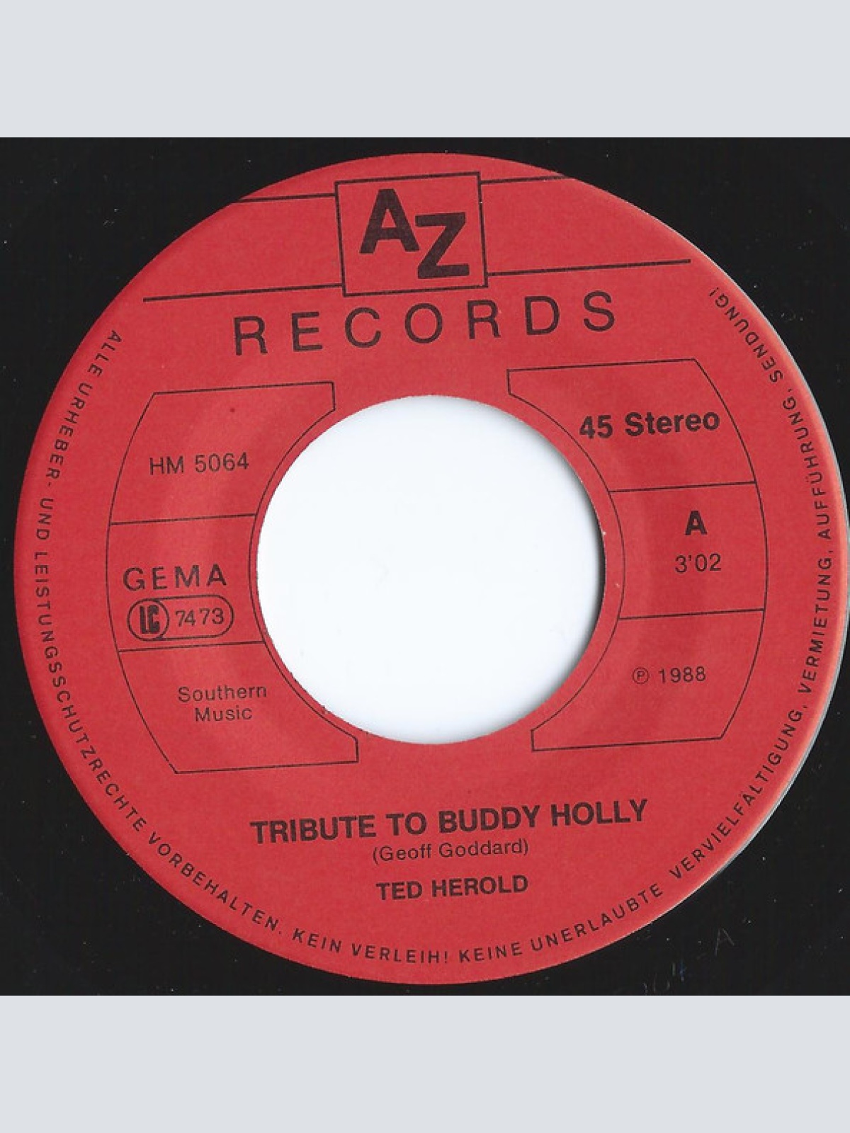 Vinyl / Ted Herold - Tribute To Buddy Holly