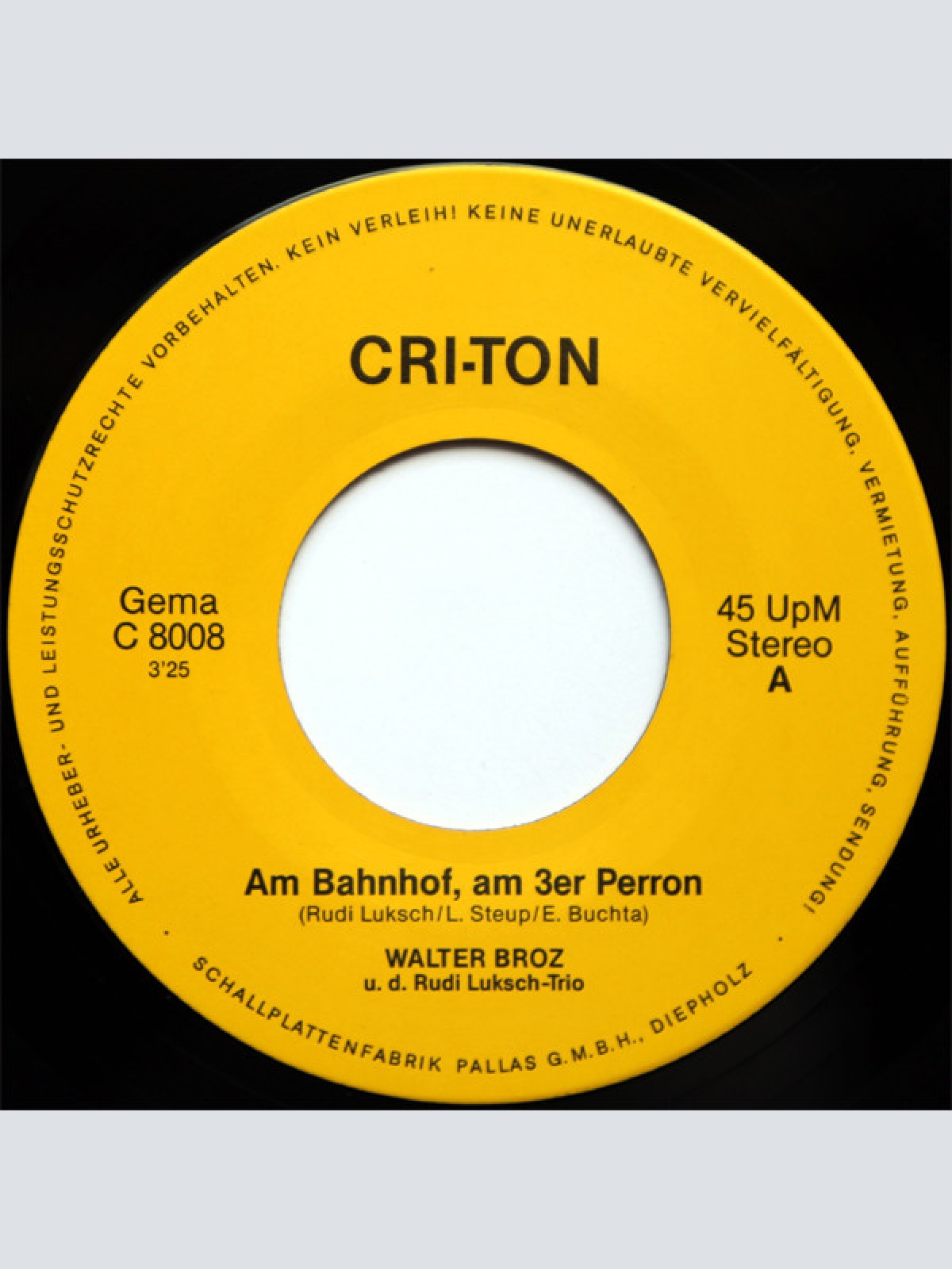 Vinyl / Walter Broz - Am Bahnhof, Am 3er Perron