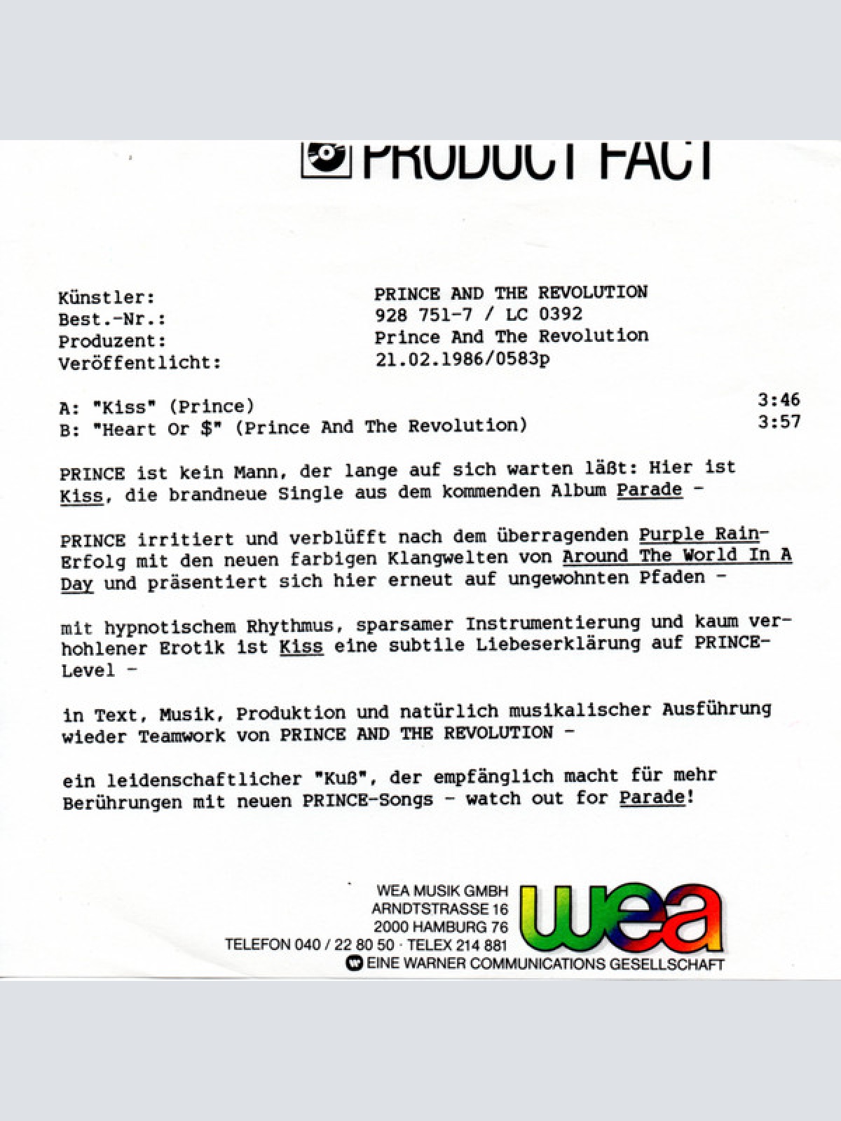 Vinyl / Prince And The Revolution - Kiss