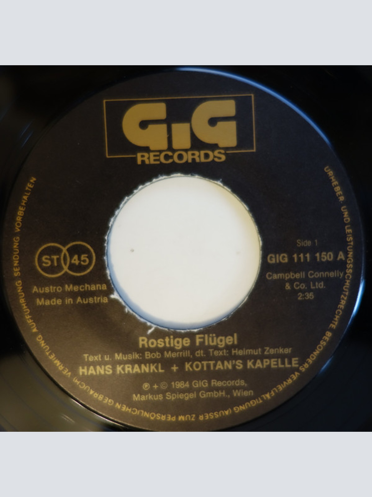 Vinyl / Kottan's Kapelle & Hans Krankl - Rostige Flügel