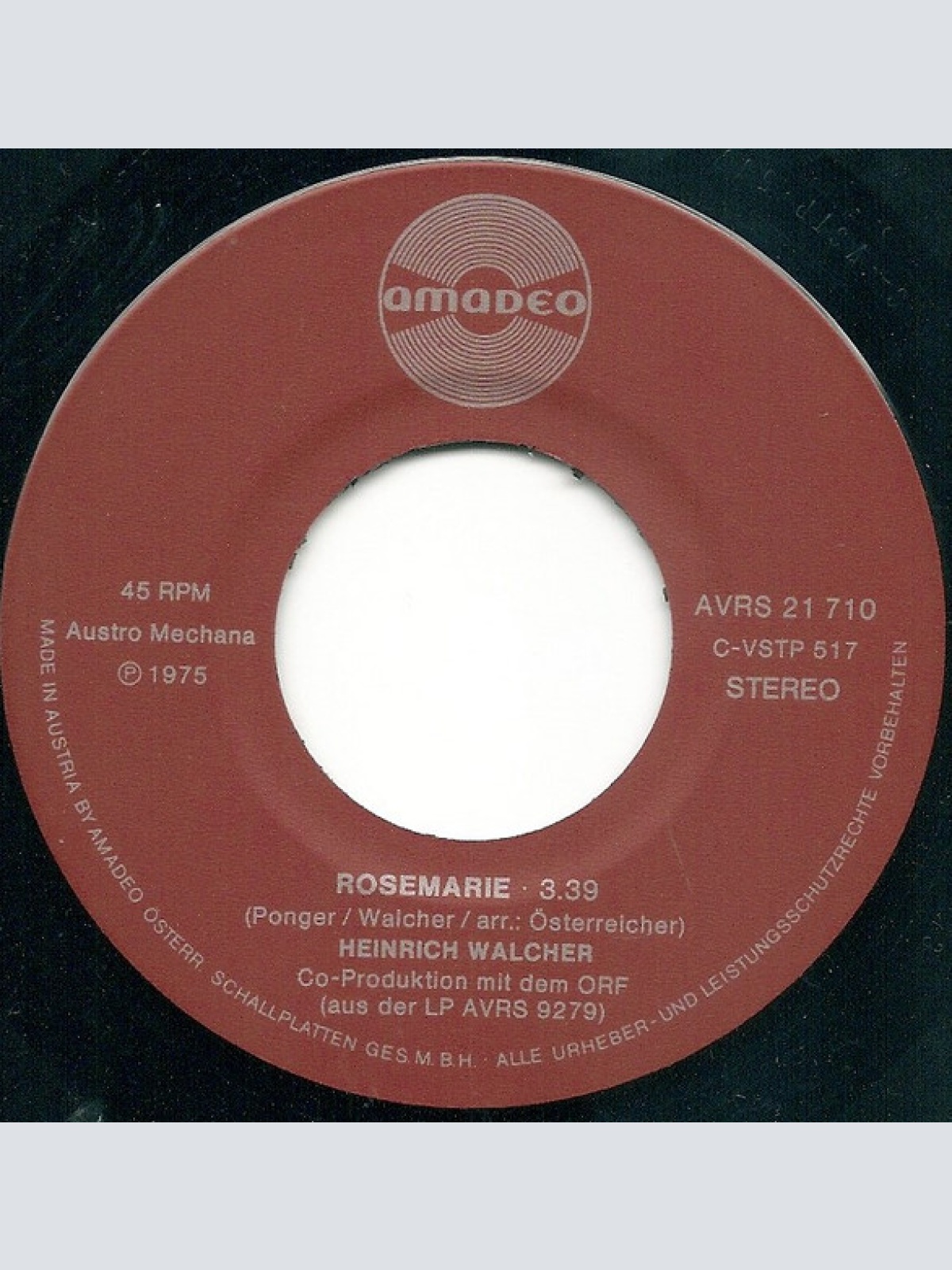 Vinyl / Heinrich Walcher - Rosemarie