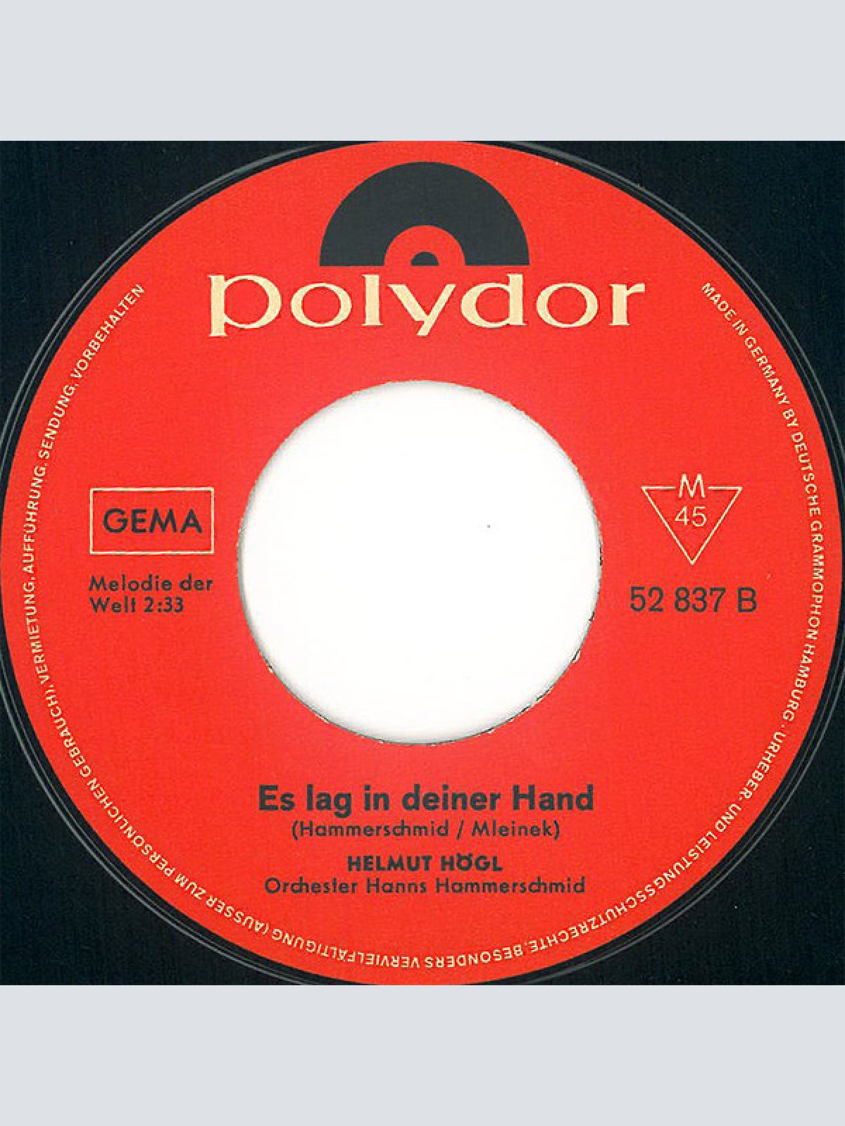 Vinyl / Helmut Högl - Schmetterling / Es Lag In Deiner Hand