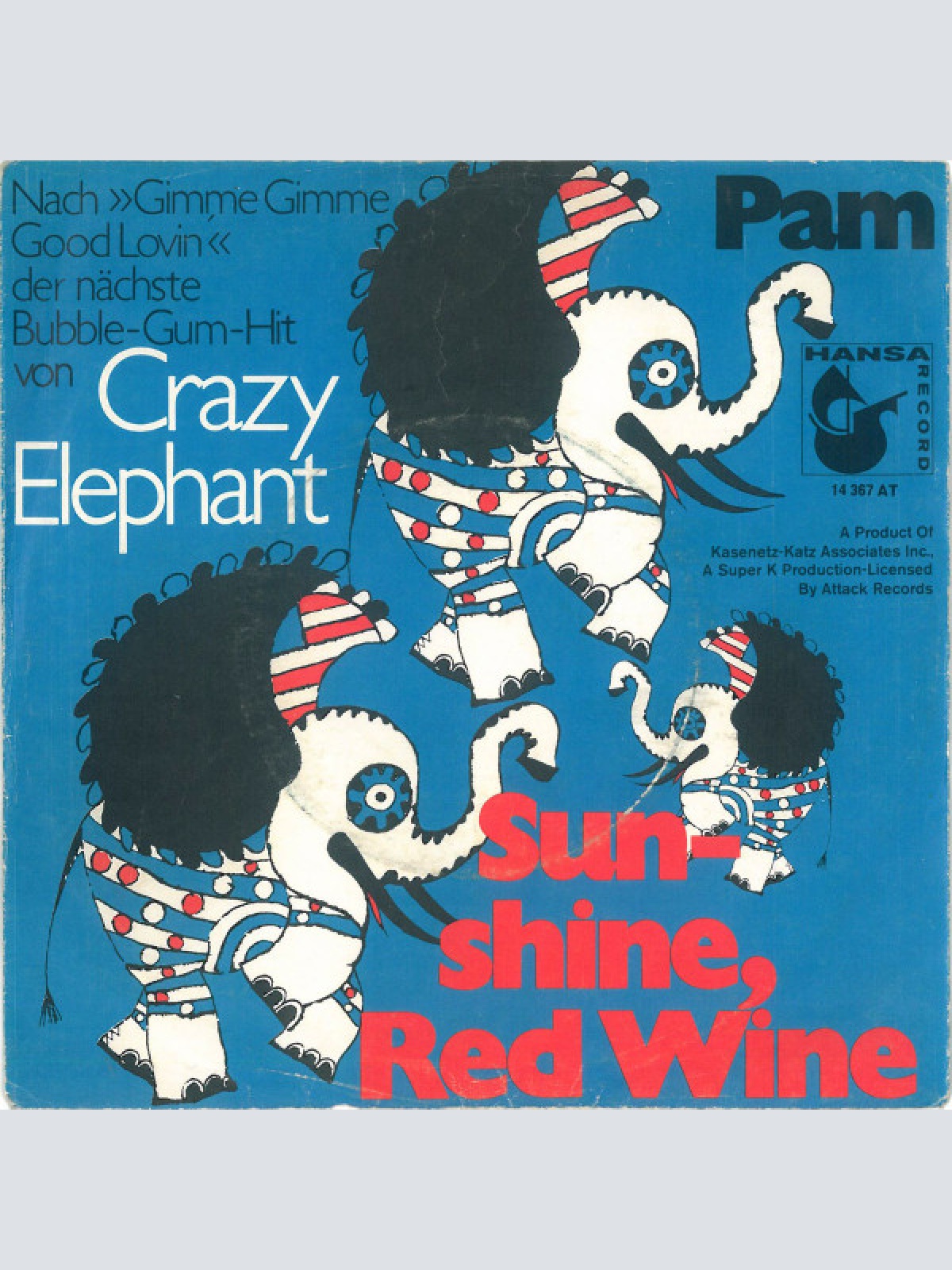Vinyl / Crazy Elephant - Sunshine, Red Wine