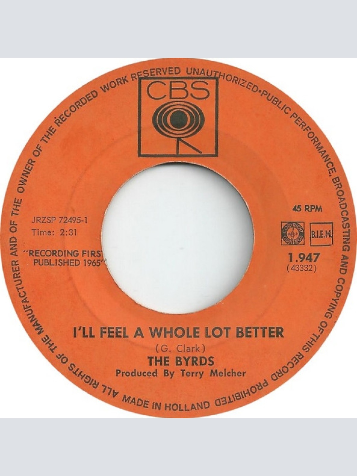 Vinyl / The Byrds - I'll Feel A Whole Lot Better / All I Really Want To Do
