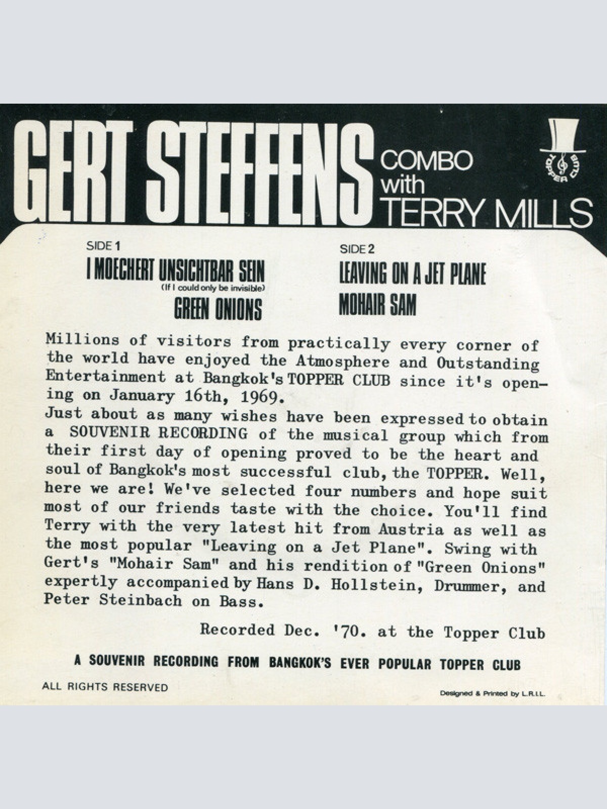 Vinyl / Gert Steffens Combo With Terry Mills - At The Topper Club Bangkok