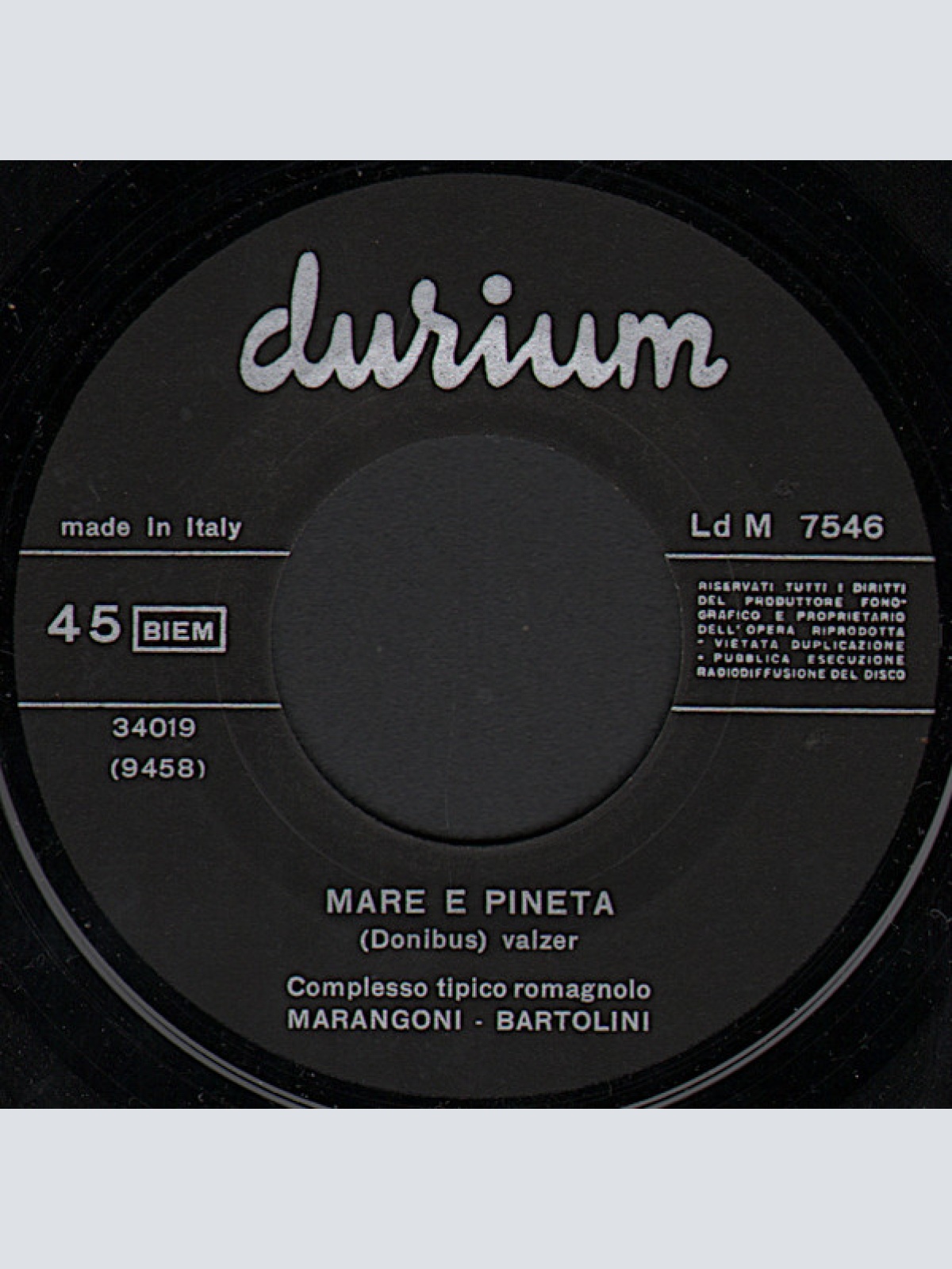 Vinyl / Complesso Tipico Romagnolo MARANGONI • BARTOLINI - Mare E Pineta / Villarosa