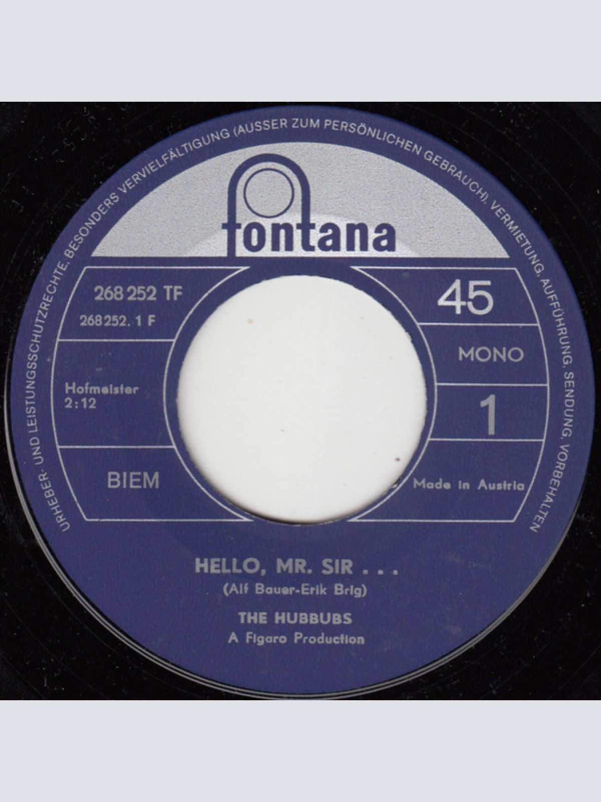 Vinyl / The Hubbubs - Hello, Mr. Sir... / Topsy