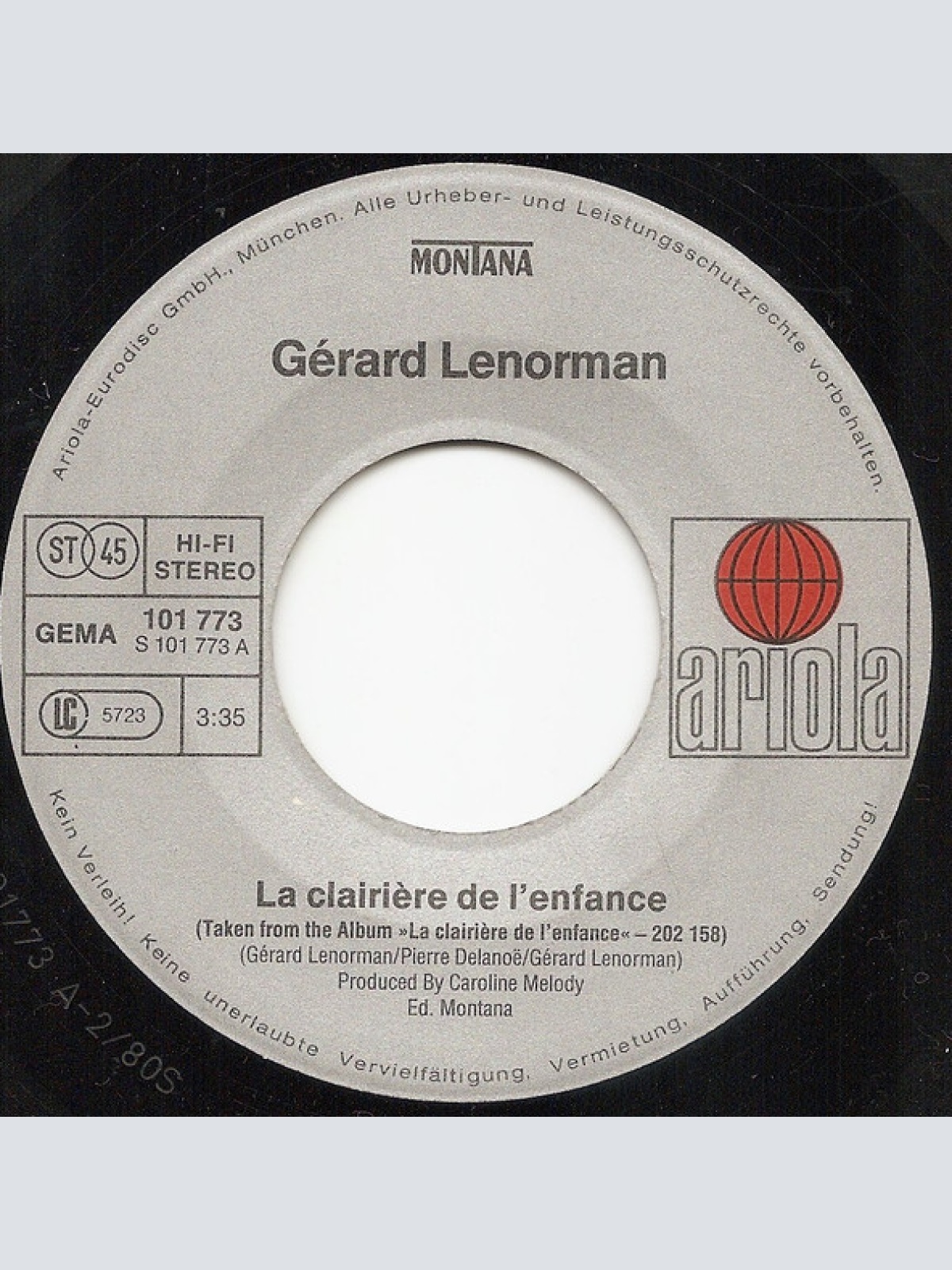 Vinyl / Gérard Lenorman - La Clairière De L'enfance