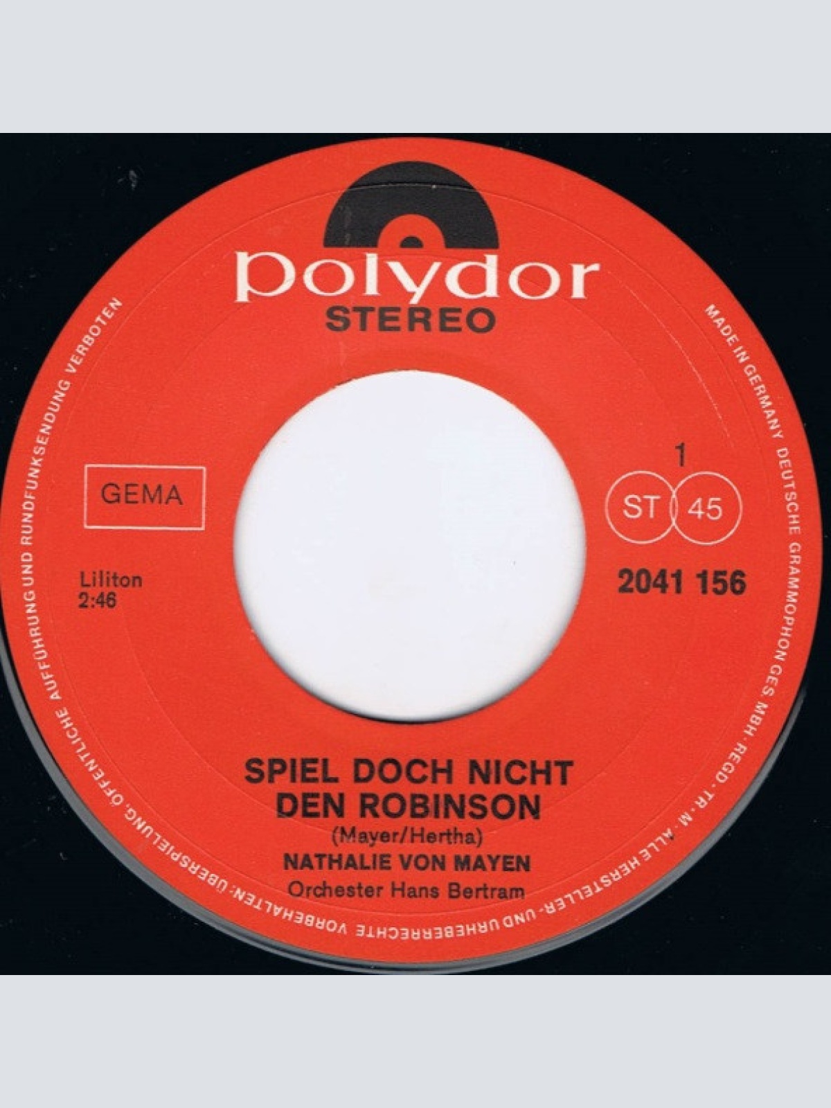 Vinyl / Nathalie Von Mayen - Spiel Doch Nicht Den Robinson