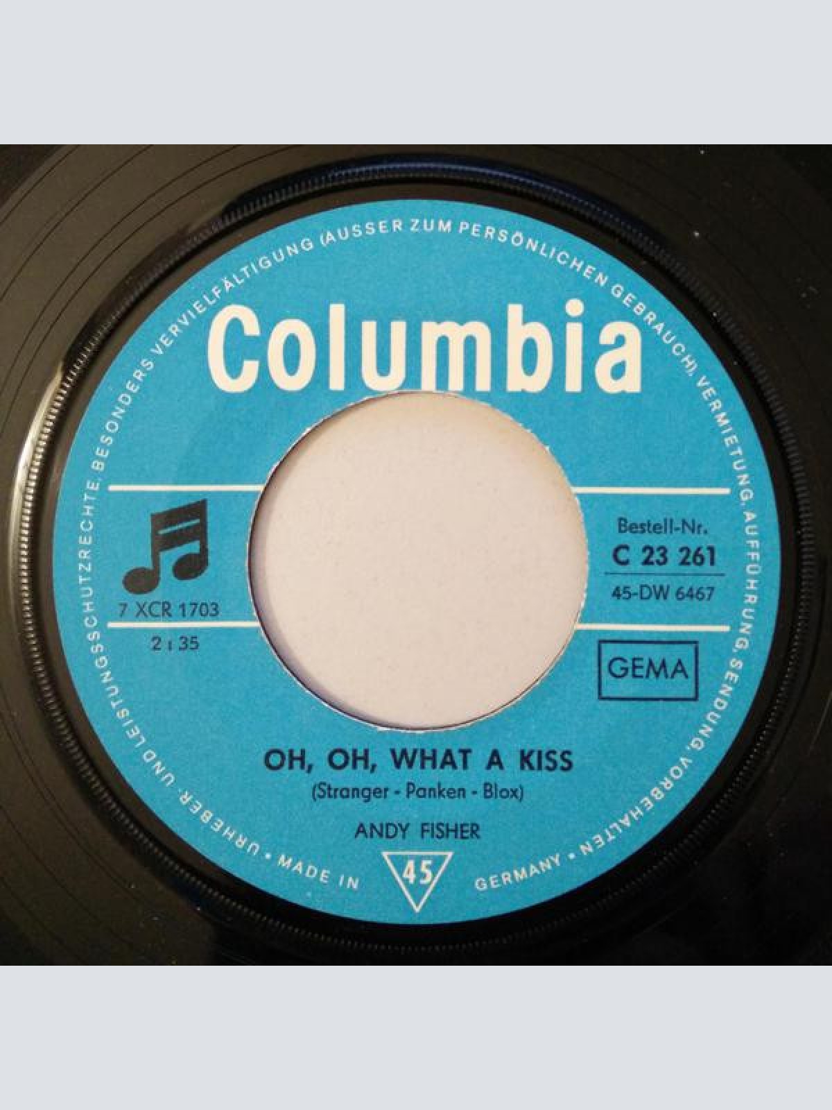 Vinyl / Andy Fisher - Oh, Oh, What A Kiss / I Have A Dog