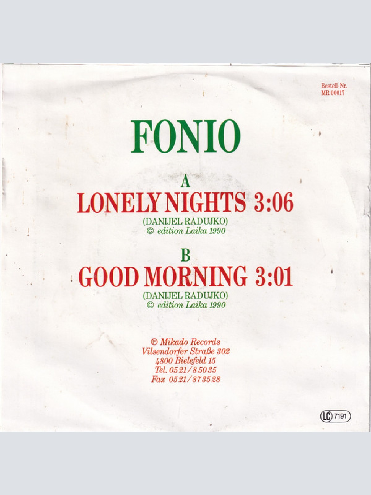Vinyl / Fonio - Lonely Nights