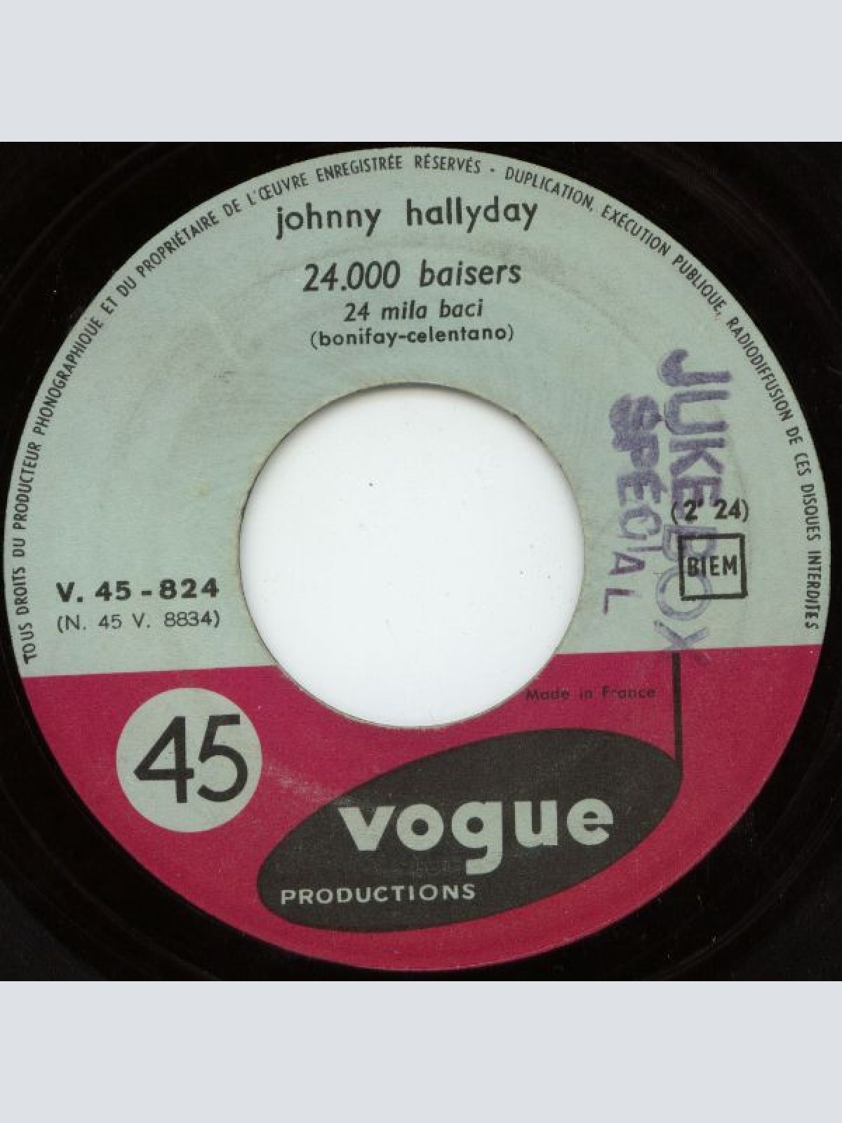 Vinyl / Johnny Hallyday - 24.000 Baisers / Tu Es Là
