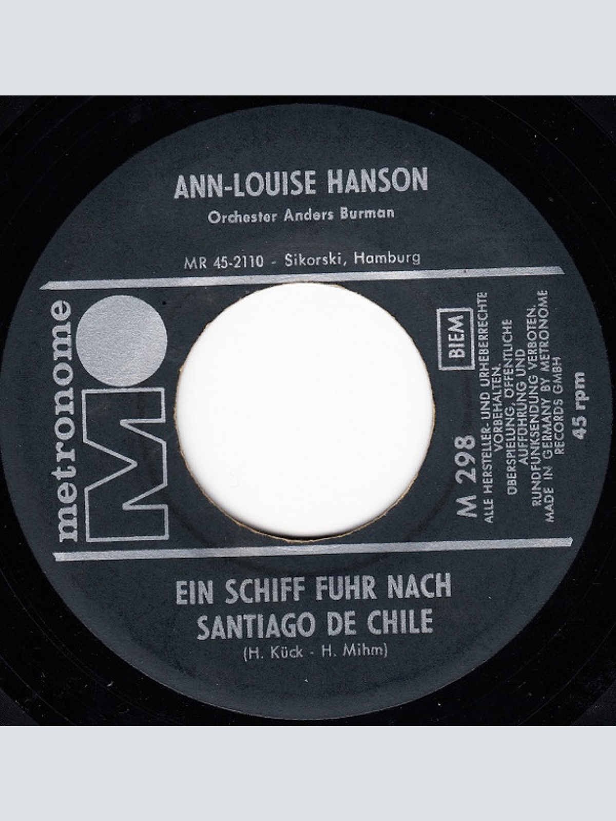 Vinyl / Ann-Louise Hanson - Ein Schiff Fuhr Nach Santiago De Chile
