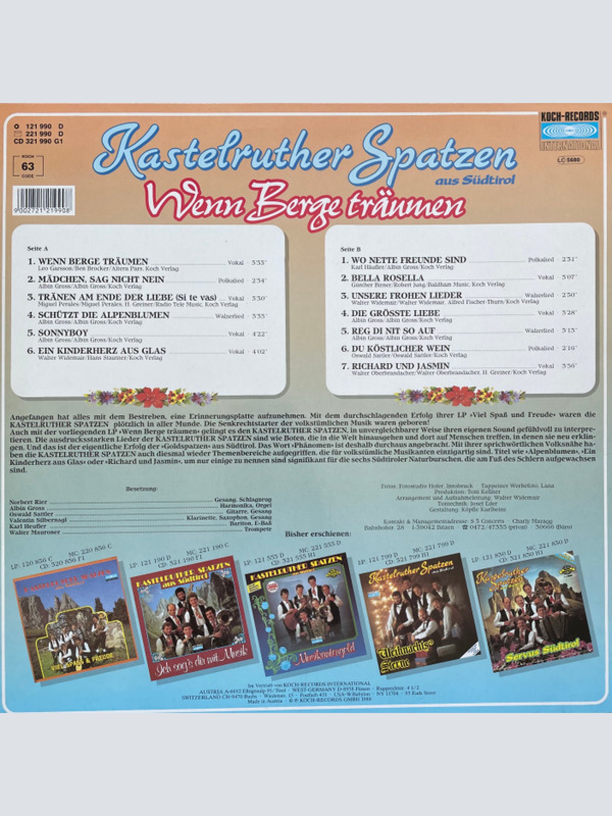 Vinyl / Kastelruther Spatzen Aus Südtirol* - Wenn Berge Träumen