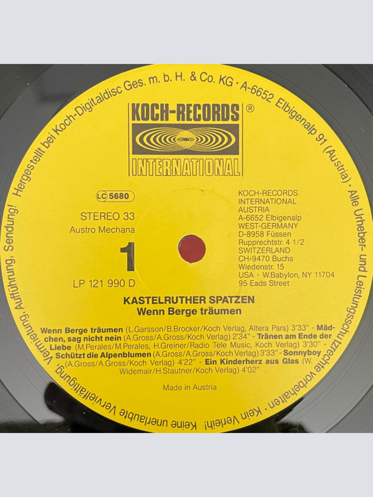 Vinyl / Kastelruther Spatzen Aus Südtirol* - Wenn Berge Träumen