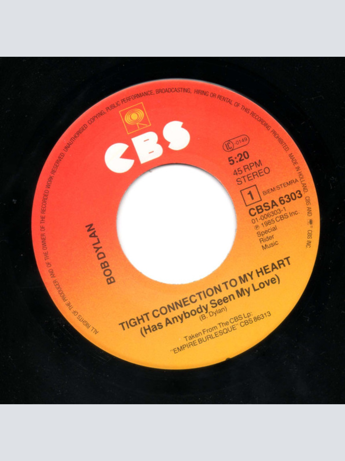 Vinyl / Bob Dylan - Tight Connection To My Heart (Has Anybody Seen My Love)