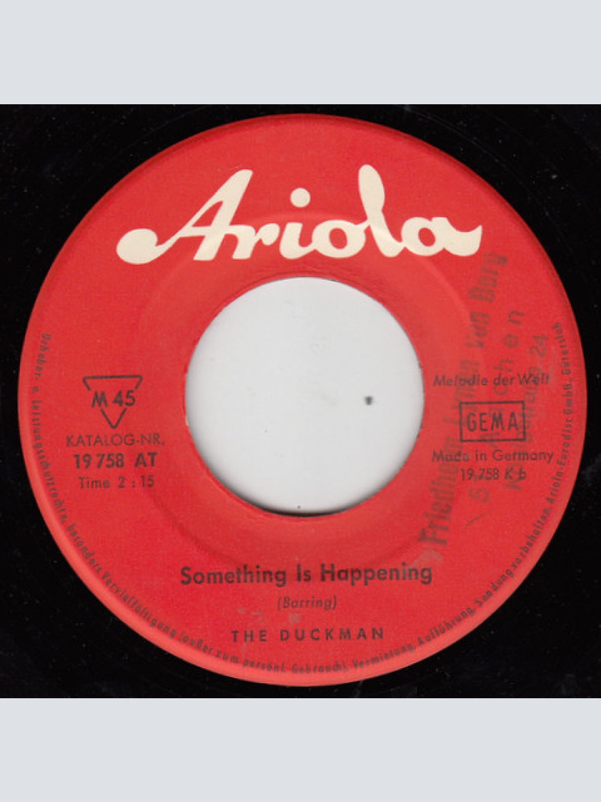 Vinyl / The Duckman* - One Drop Too Much / Something Is Happening