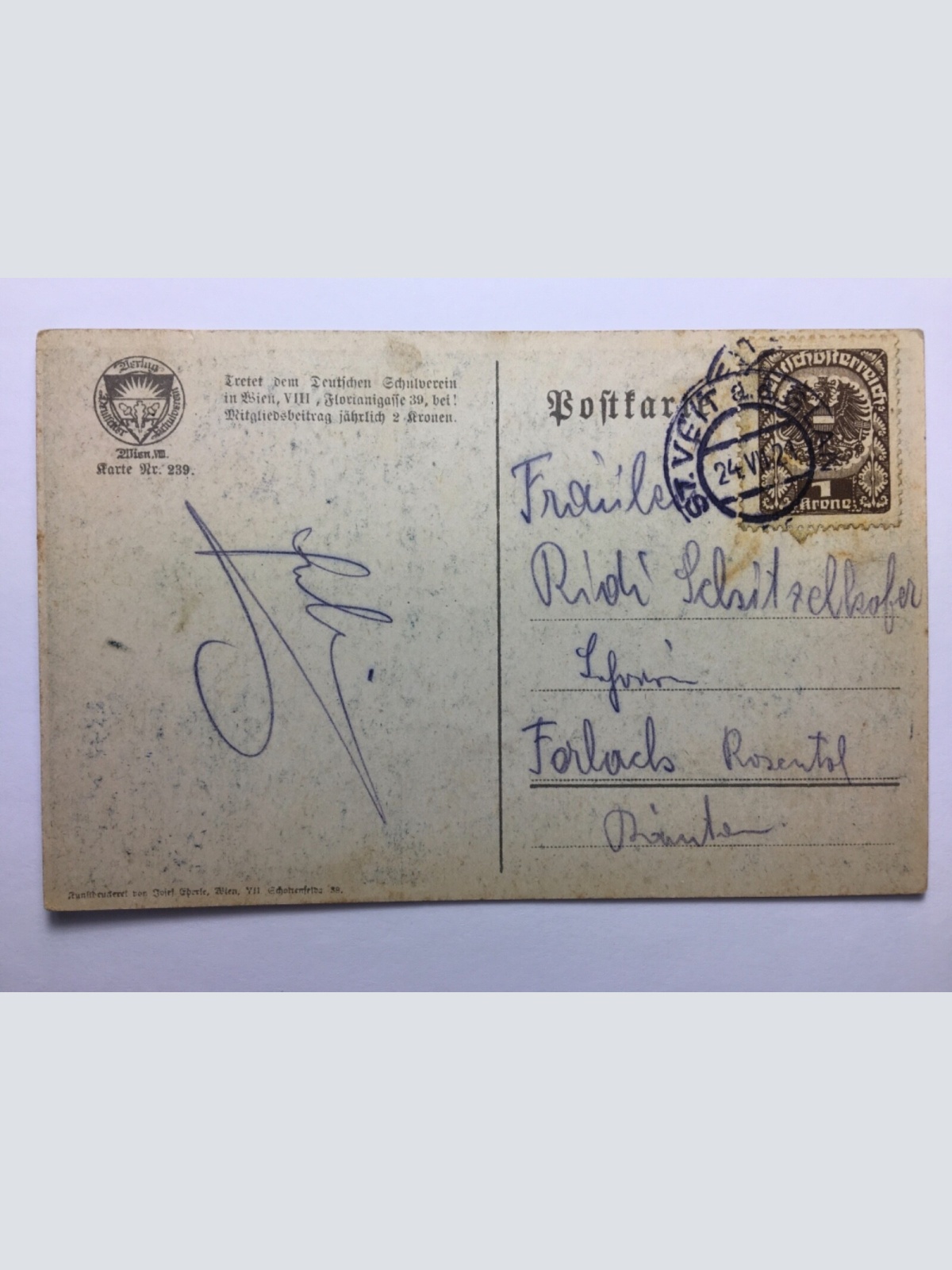 Deutscher Schulverein - Die alte Stadt entlang zog / Künstlerkarte 30133 TH