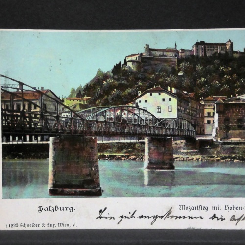 Salzburg Mozartsteg mit Festung Hohensalzburg JW165845