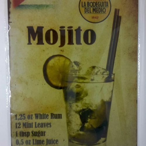 Nostalgie Retro Blechschild Cocktail Mojito recipe 30x20 50076