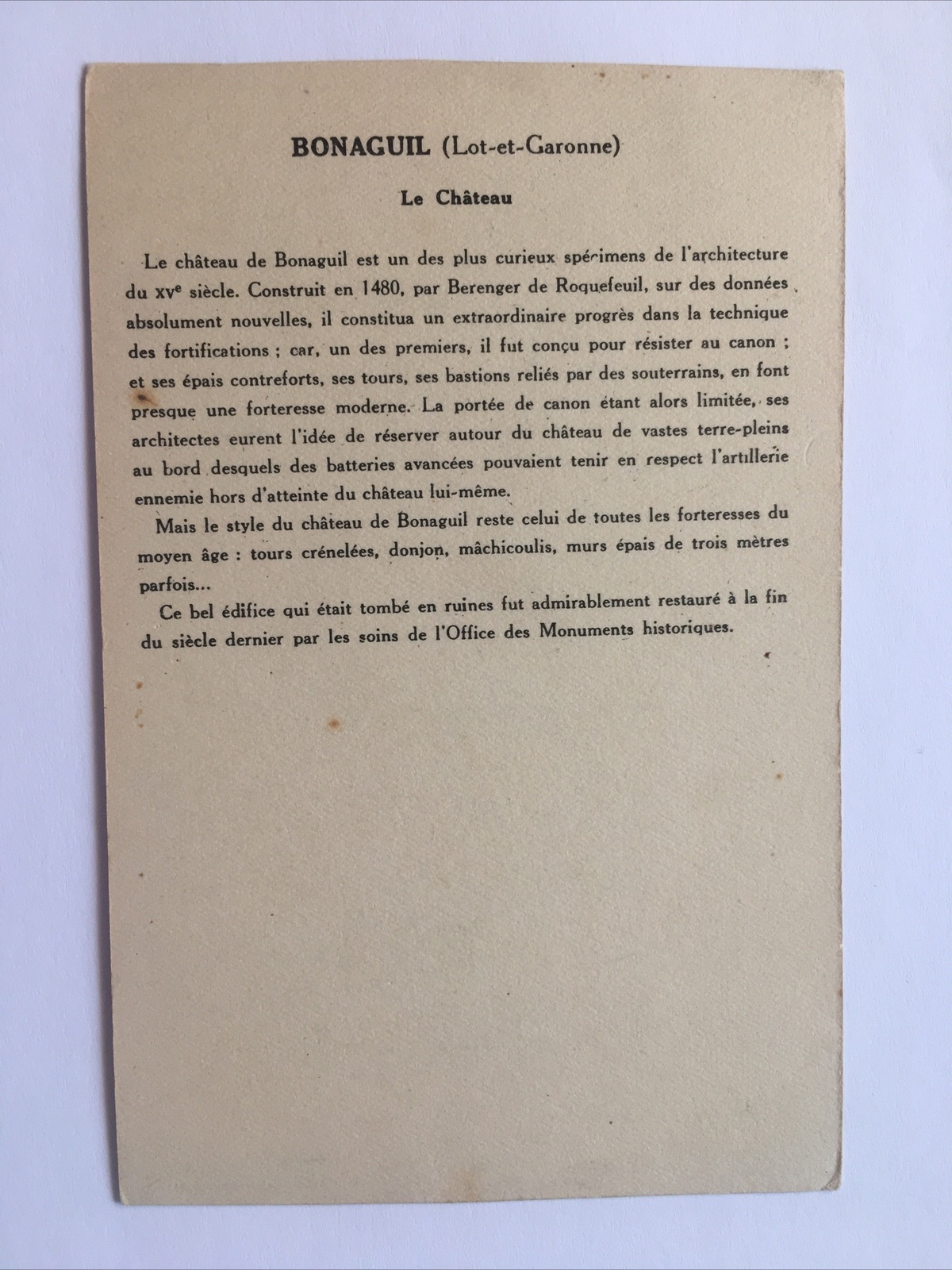 Bonaguil Le- et - Garonne 85010 RE