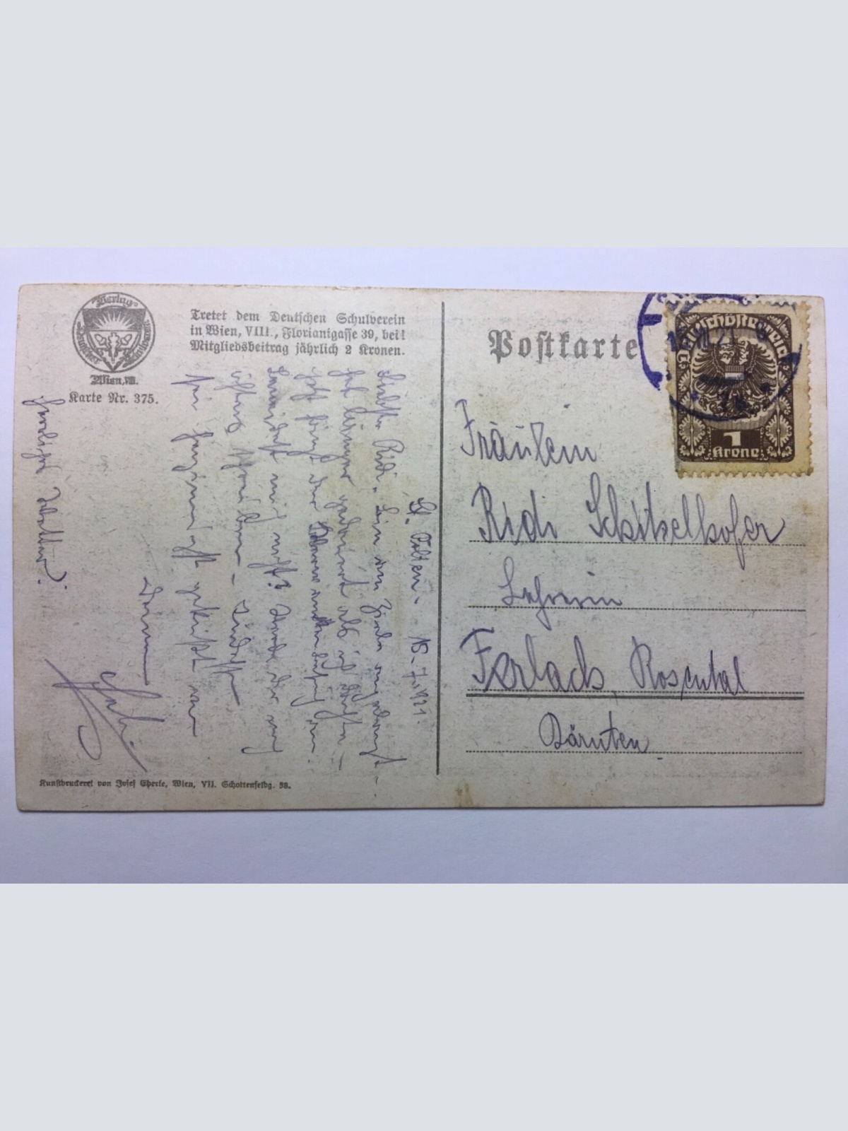 Deutscher Schulverein - Am Brunnen vor dem Tore / Künstlerkarte 30156 TH