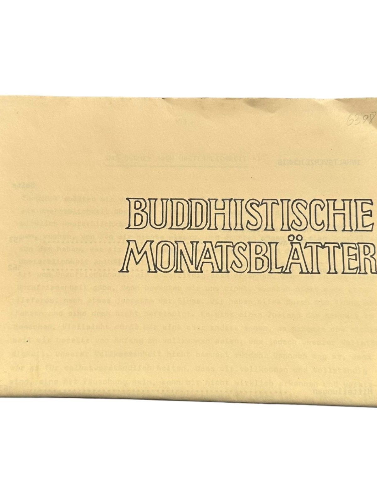 6397 (Ohne Autor) BUDDHISTISCHE MONATSBLÄTTER. 1975-XXI NR. 9