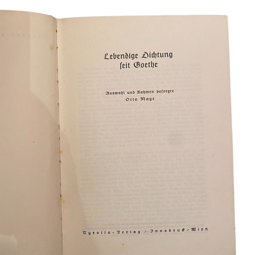 2282 LEBENDIGE DICHTUNG SEIT GOETHE HC Auswahl und Rahmen besorgte Otto Mayr