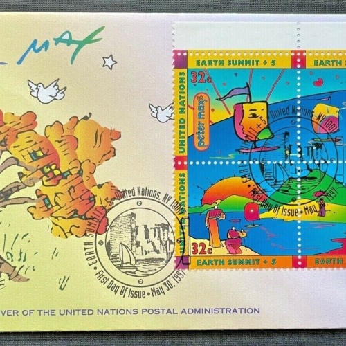 Brief Peter Max United Nations Earth Summit 1997 ca.16,4x9cm 410319 PR