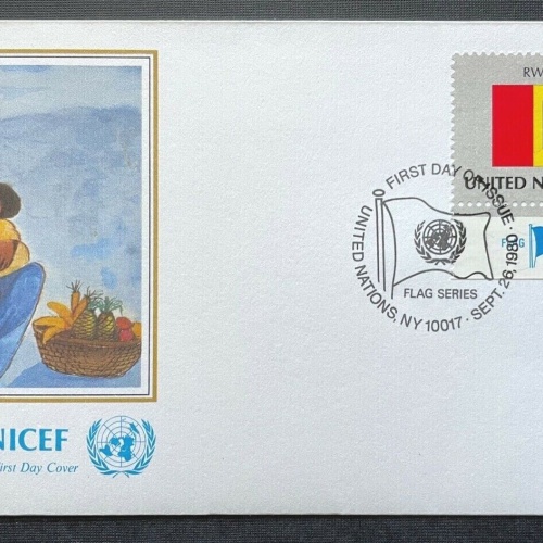 Brief Unicef FDC Flagge Rwanda Nyetera Mother and Child ca.16,4x9,3cm 410302 PR