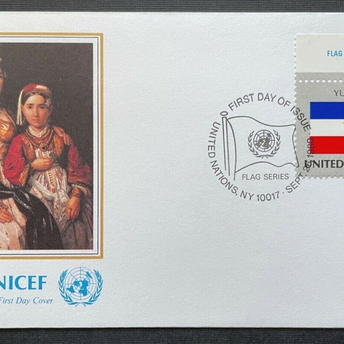 Brief Unicef FDC Flagge Yugoslavia Children Stanisica ca.16,4x9,2cm 410313 PR