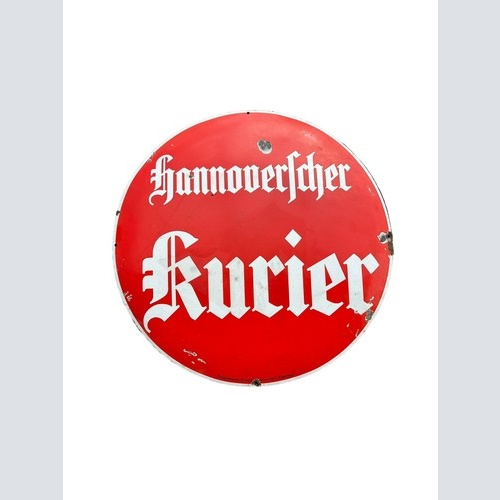 Emailschild Original  Vorkrieg Hannoverscher Zeitung Hannover Reklameschild Rund