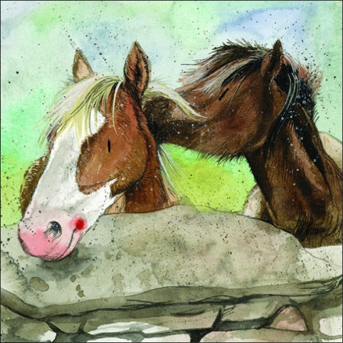 Alex Clark Karte Pferde Over the Wall Pferd   140x140 mm incl. Umschlag  0030