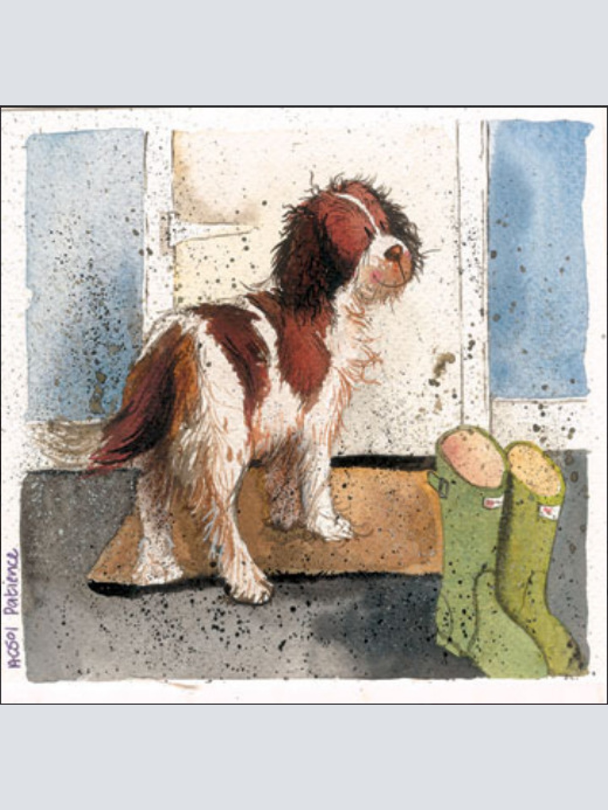 Alex Clark Hund Patience Grußkarte  140x140 mm incl. Umschlag  0017