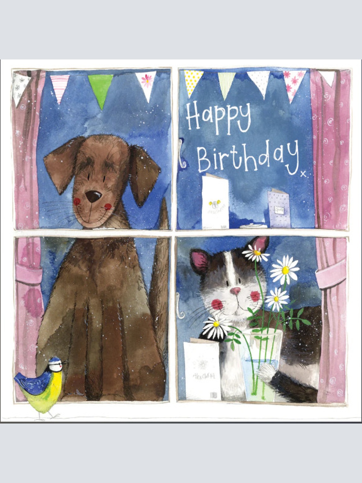 Alex Clark Hund und Katze Window zum Geburtstag  140x140 mm incl. Umschlag  0019