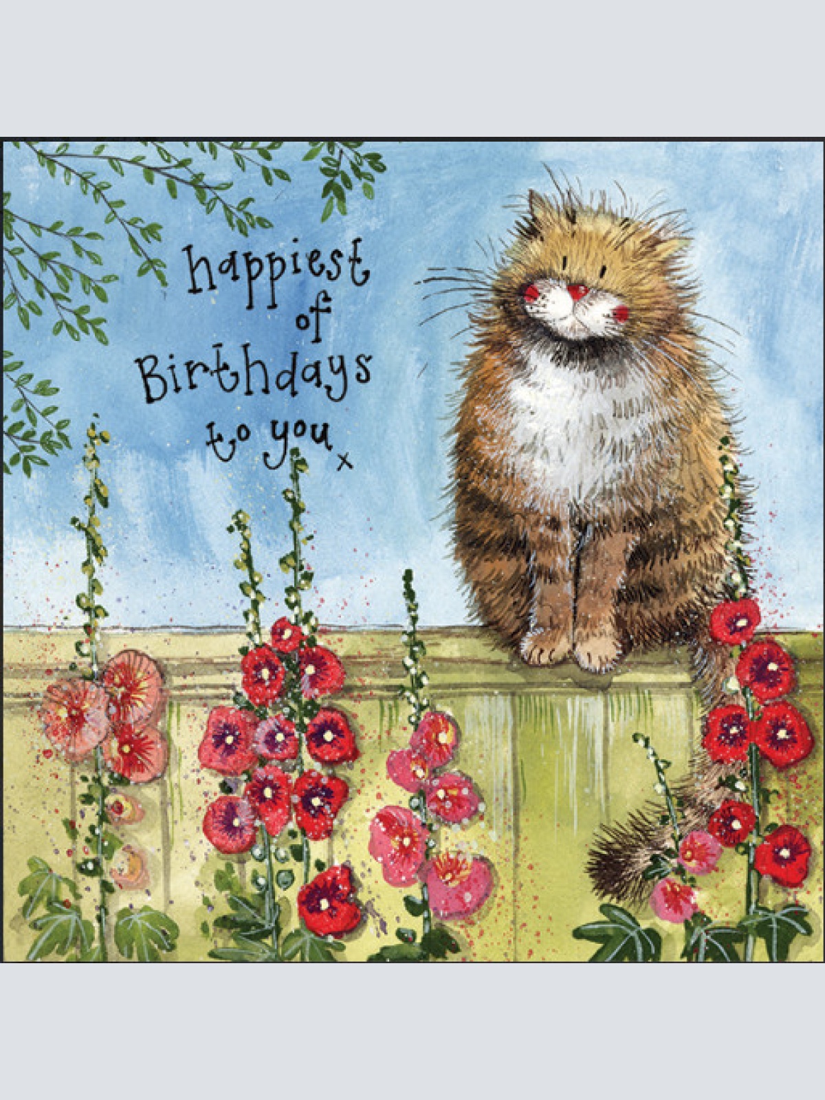 Alex Clark Katze Garden Fence zum Gerburtstag Cat 140x140 mm incl. Umschlag 0022