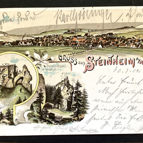 Gruss aus Steinheim am Albuch Lithographie 80245