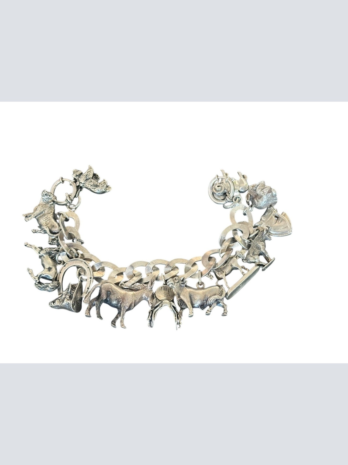 Highlight Charivari Kette Silber 13 Anhänger Tiere Silber Kette 22 cm gepunzt