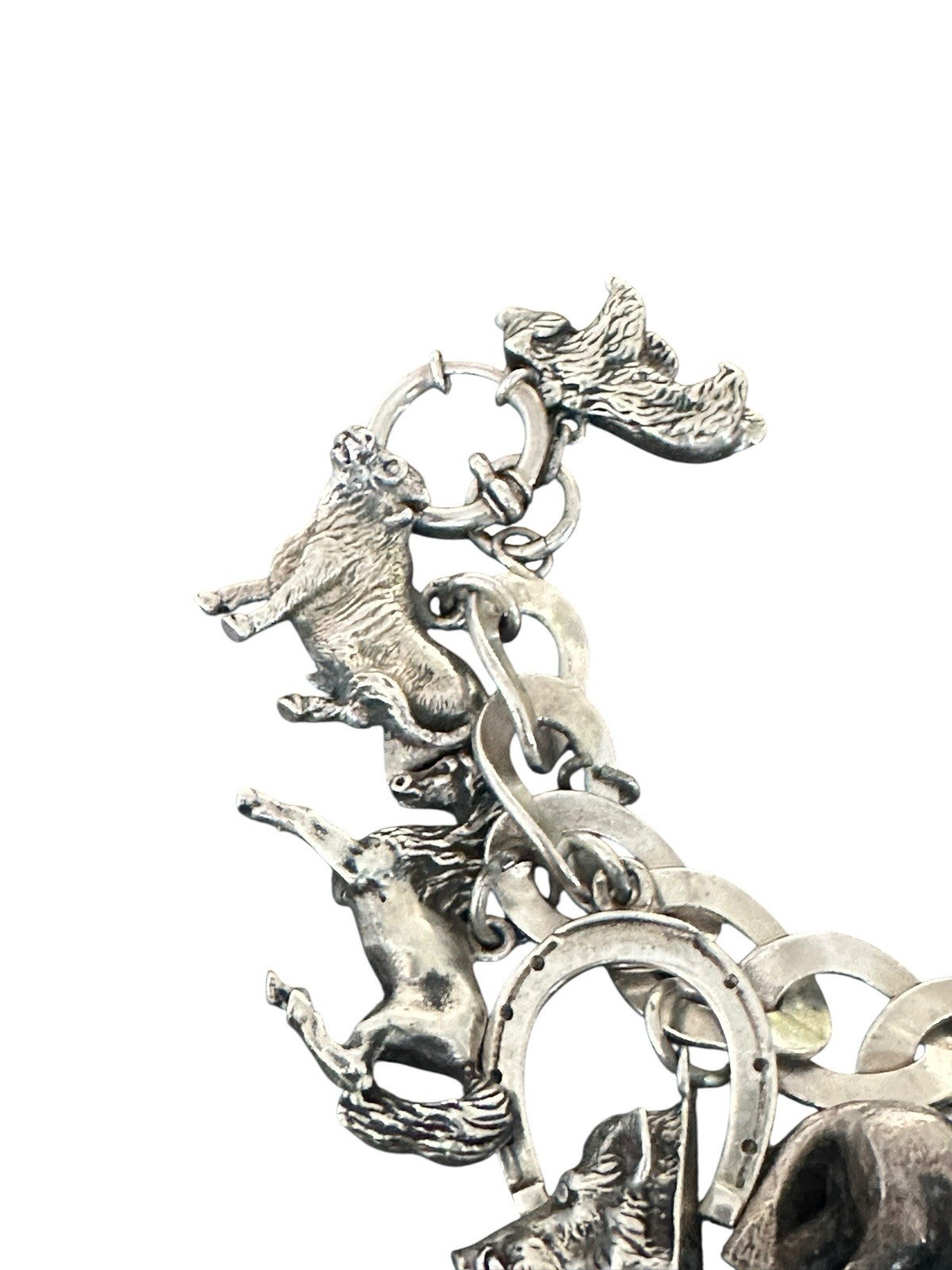 Highlight Charivari Kette Silber 13 Anhänger Tiere Silber Kette 22 cm gepunzt