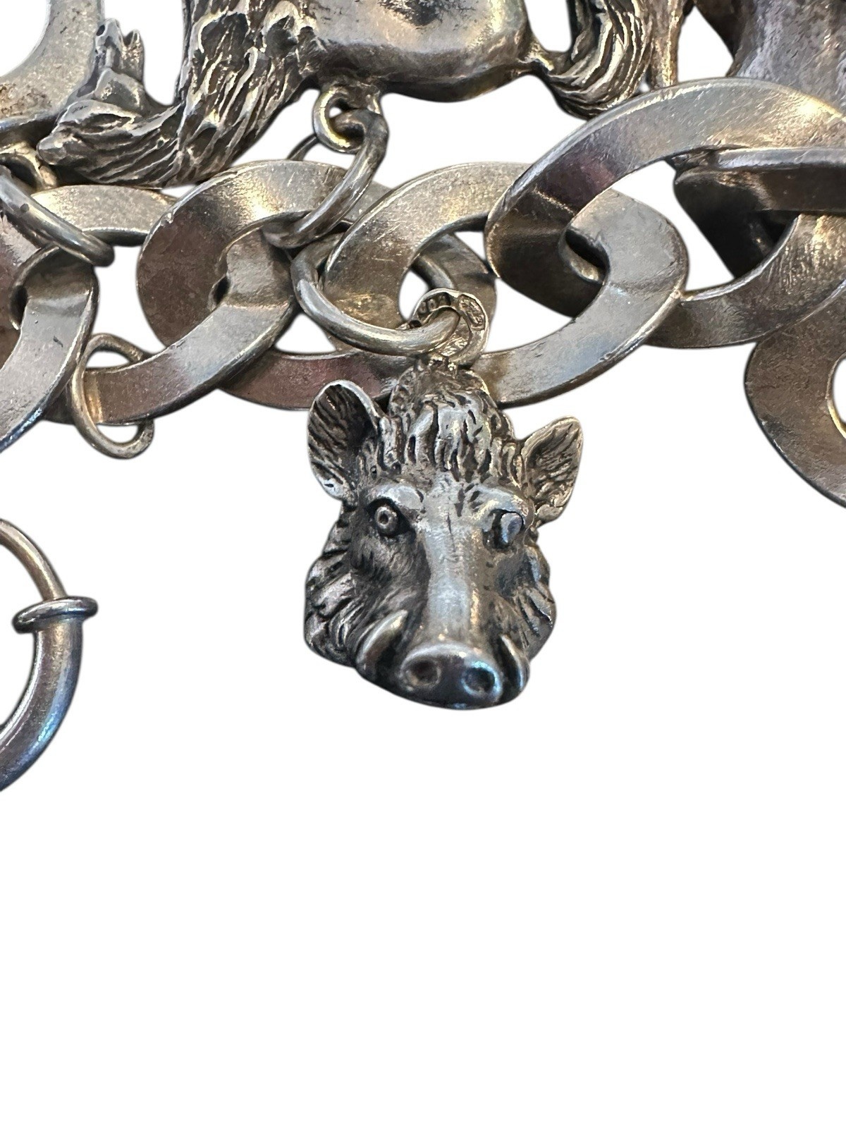 Highlight Charivari Kette Silber 13 Anhänger Tiere Silber Kette 22 cm gepunzt