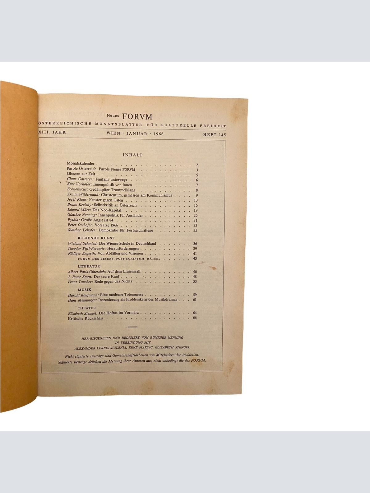 1777 Nenning NEUES FORUM ÖSTERR MONATSBLÄTTER F. KULTURELLE FREIHEIT 145